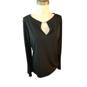 Michael Kors Size M Medium Black Slinky Stretchy Flare Sleeve Blouse NWT $110